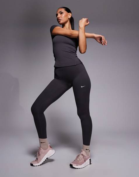 Nike One Training Dri-FIT seamless front high waisted leggings in grey - view 1