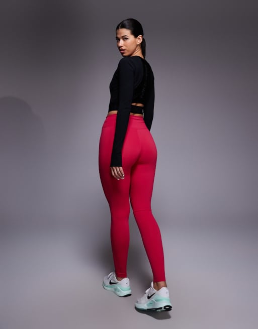 Nike One Training Dri-FIT seamless front high waisted leggings pink, 4 of 5