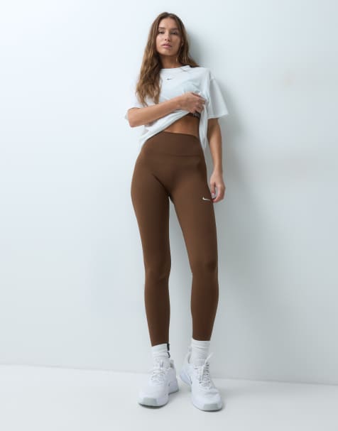 Nike One Training Dri-FIT seamless high waisted leggings in brown - view 1