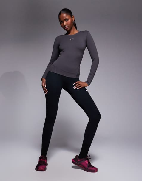 Nike - One Training Dri-FIT - Top a maniche lunghe aderente grigio - view 1