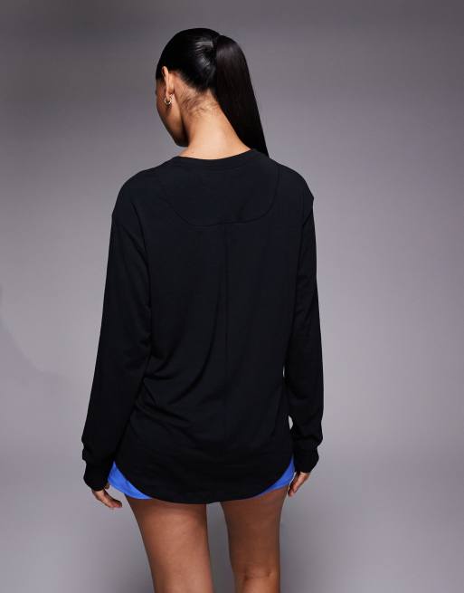 Nike - One Training Dri-FIT - Top a maniche lunghe vestibilità comoda nero, 4 di 4