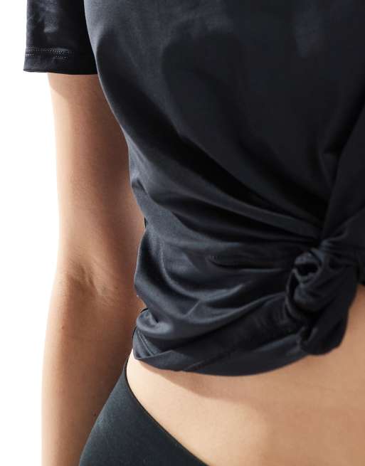 Nike One Training Dri-FIT twist front t-shirt in black, 2 of 4