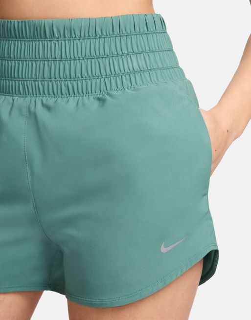 Nike One Training Dri-Fit ultra high rise 3 inch shorts in green