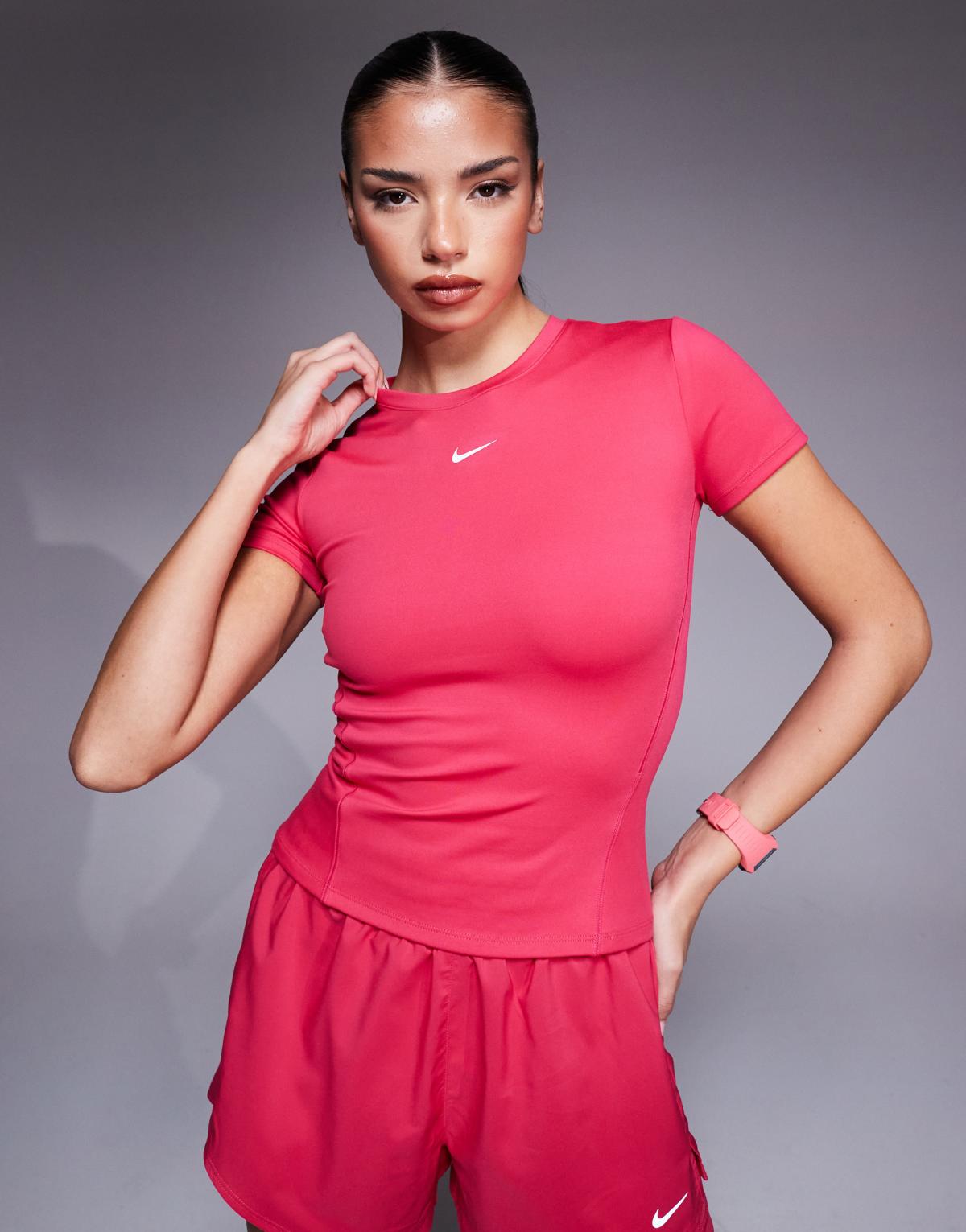 Nike One Training fitted t-shirt in pink