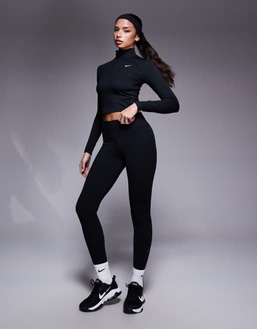 Nike One Training full zip fitted long sleeve top in black, 2 of 4