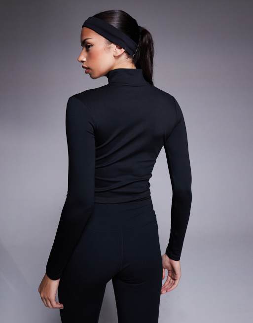 Nike One Training full zip fitted long sleeve top in black, 3 of 4