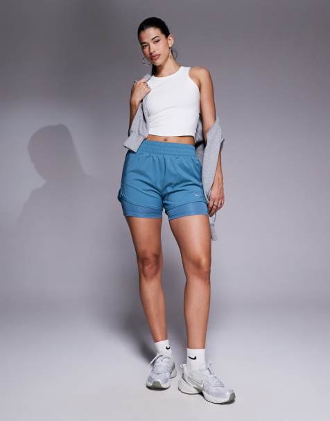 Nike One Training high rise 3 inch shorts in blue - view 1