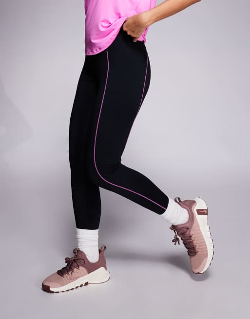 Nike One Training high rise leggings in black and pink, 3 of 5