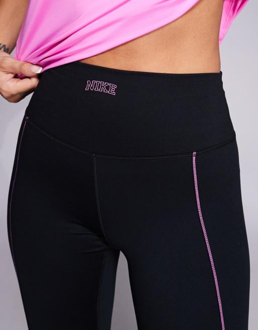 Nike One Training high rise leggings in black and pink, 4 of 5