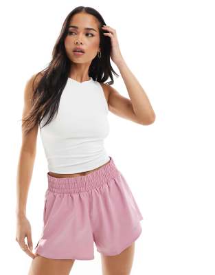 Nike Training Nike One Training high waisted 2in1 3 inch shorts in pink