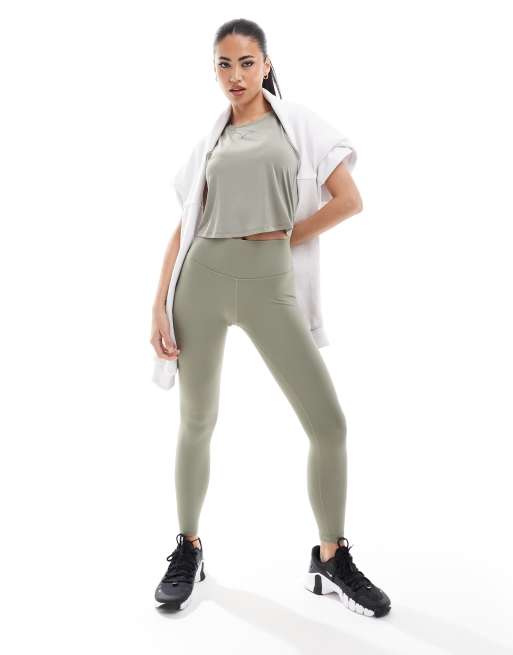 Nike One Training high waisted 7 8 leggings in khaki