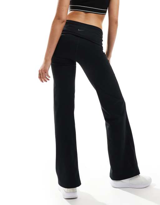 Nike One Training high waisted foldover trousers in black ASOS