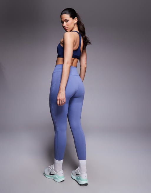 Nike One Training high waisted pocket leggings in blue, 3 of 5