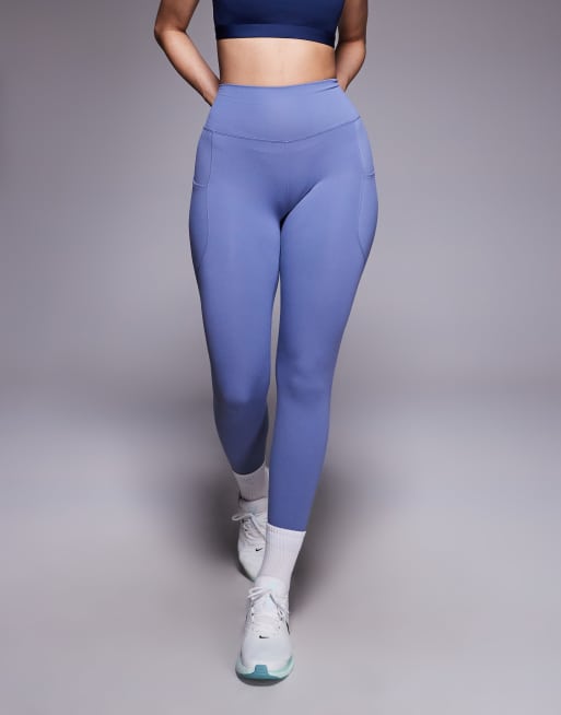 Nike One Training high waisted pocket leggings in blue, 5 of 5