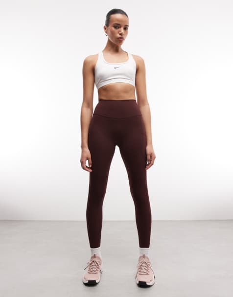 Nike One Training high waisted pocket leggings in burgundy - view 1