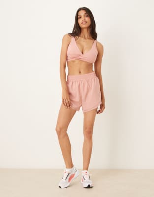 Nike One Training highwaisted 3 inch frilly shorts in pink - view 1