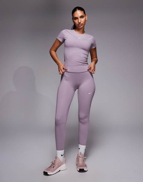 Nike – One Training – Jasnofioletowe legginsy Dri-FIT z podwyższonym stanem i bezszwowym przodem - view 1