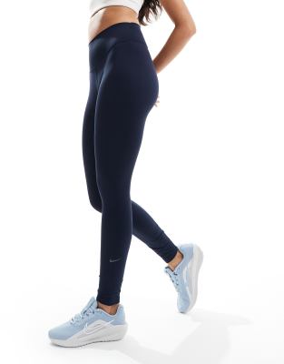 Nike - One Training - Leggings in Marineblau mit hohem Bund-Schwarz