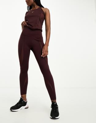 Nike One Training Novelty Dri-FIT 7/8 tights in burgundy-Red