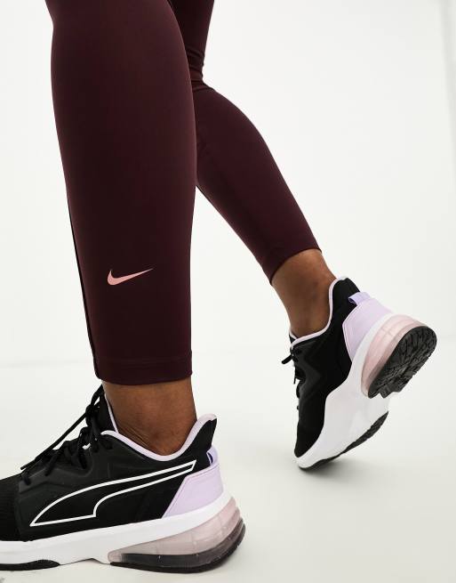 Nike One Training Novelty Dri-FIT 7/8 tights in burgundy | ASOS