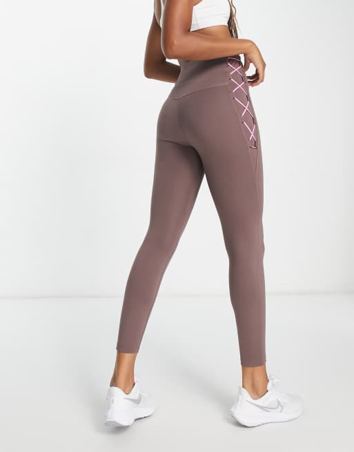 Nike One Luxe Women's Mid-Rise Ribbed Leggings in Canyon Rust