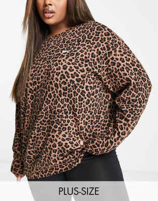 Nike One Training Plus dri fit crewneck sweatshirt in brown leopard ASOS