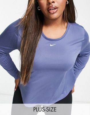 Nike One Training Plus dri fit long sleeved top in diffused blue