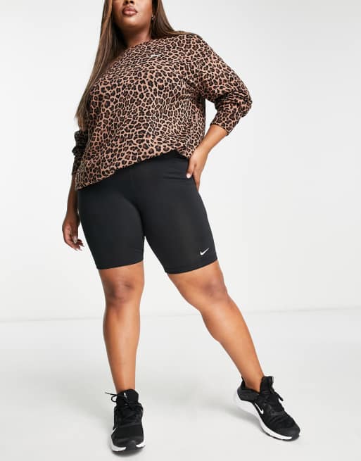 Nike One Training Plus Felpa girocollo marrone leopardata in tessuto dri fit