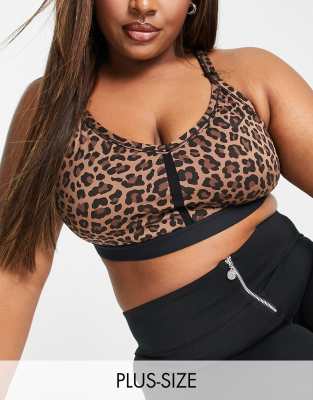 Nike One Training Plus Indy dri fit light support sports bra in black  leopard