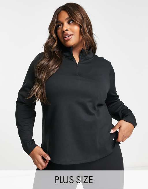 Nike One Training Plus Therma FIT long sleeve 1 4 zip top in black ASOS