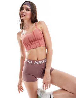 Nike One Training printed light support sports bra in pink