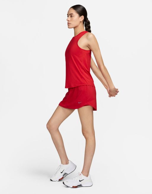 Red skirt outfit nike top