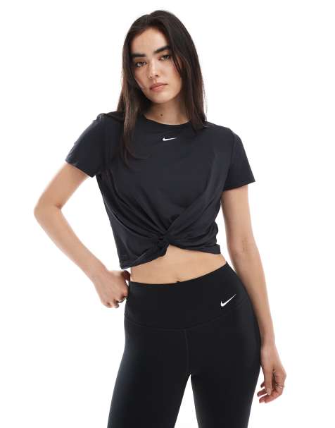 Nike - One Training - T-shirt torsadé devant - Noir - view 1