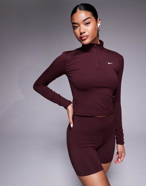 Nike - One Training - Top manches longues ajusté à demi-zip - Bordeaux - view 1