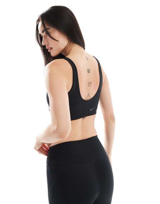 Nike One Training wrap light support sports bra in black, 2 of 4