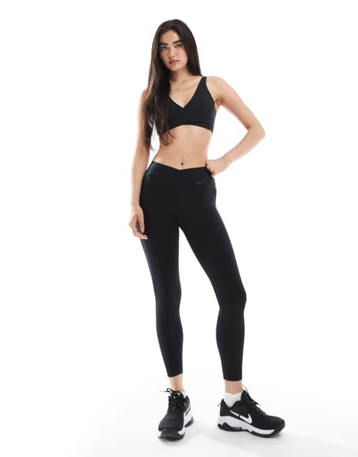 Nike One Training wrap light support sports bra in black, 3 of 4