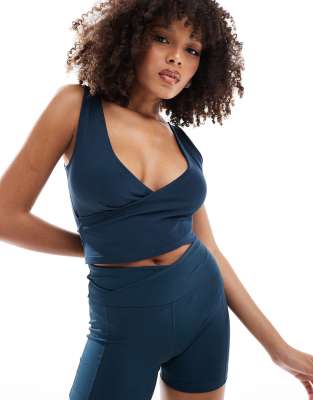 asos Nike One Training wrapped ribbed vest in navy