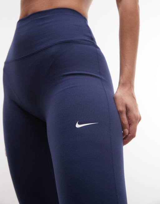 Nike One træningsleggings med Dri-FIT, sømløse og højtaljede, i navy, 4 af 5