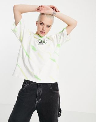 Nike optimism boxy t-shirt in white and rainbow tie-dye | ASOS
