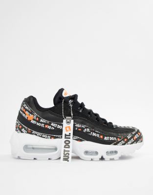 nike just do it white and black newspaper print air max 95 se trainers