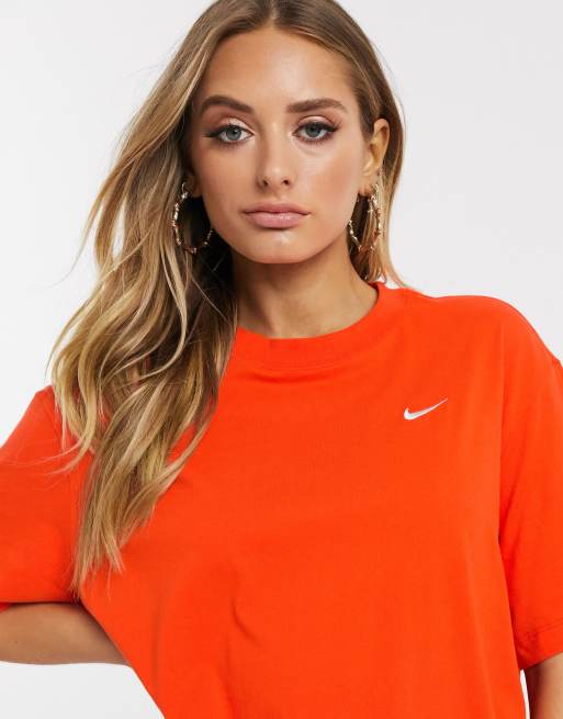 Nike orange mini swoosh oversized t shirt