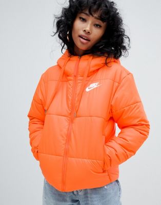 nike hooded puffer jacket orange
