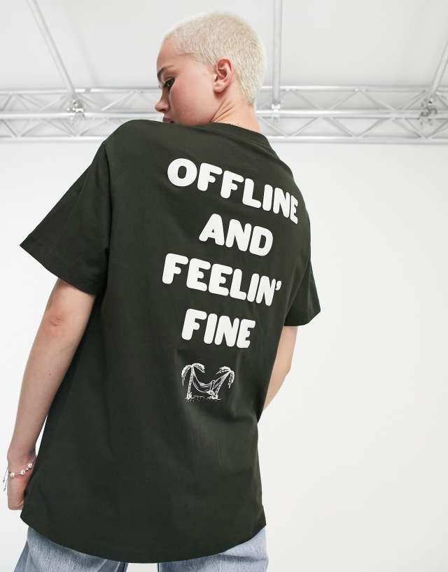 Nike Out of Office back print boyfriend T-shirt in dark green