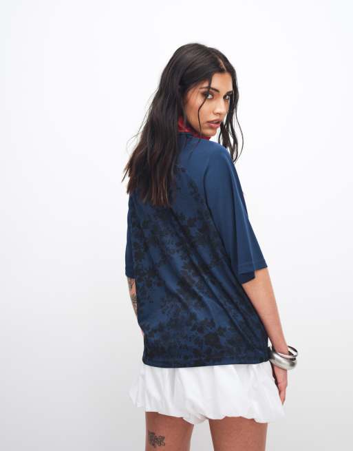 Nike – Oversize-Fußballoberteil in Marineblau mit Spitzeneffekt , 4 von 4