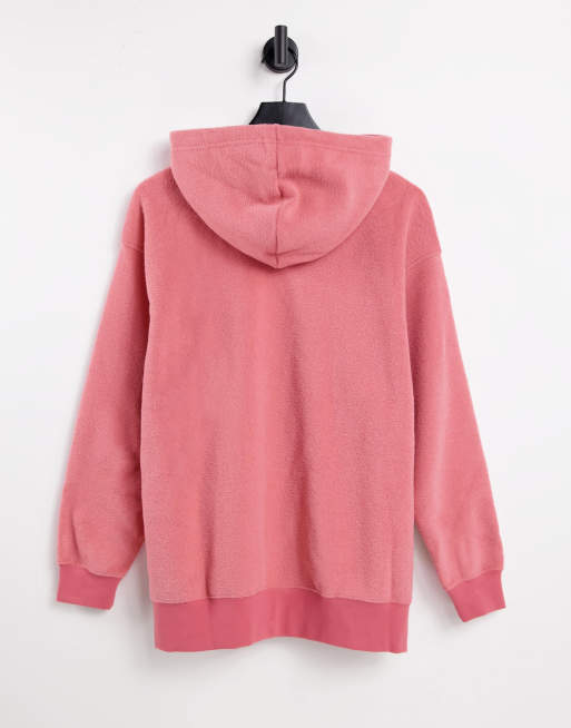 Nike – Oversize-Kapuzenpullover aus Plüsch-Stoff in Archäo-Rosa mit kleinem Logo, 3 von 4