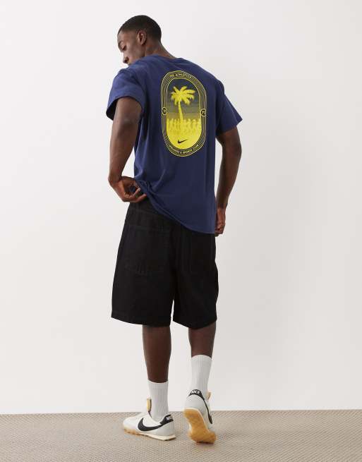 Nike – Oversize-T-Shirt in Marineblau mit Palmen-Logoprint auf dem Rücken, 2 von 5
