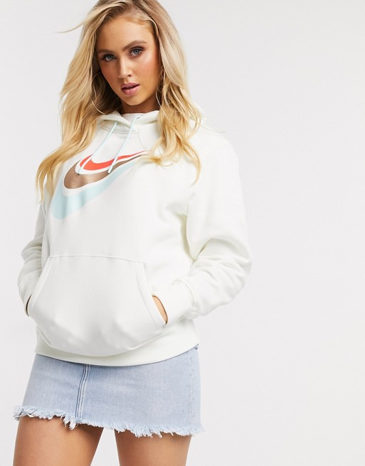 Nike oversized cream hoodie with triple swoosh