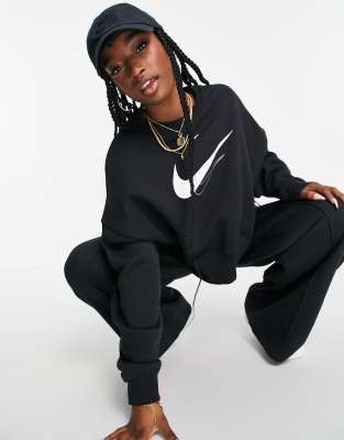 Nike oversized cropped sweatshirt in black | ASOS