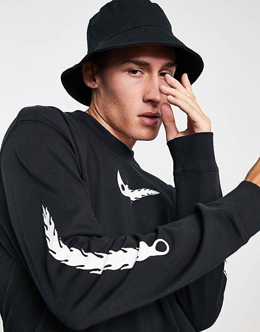 Nike oversized fit graphic long sleeve t-shirt in black