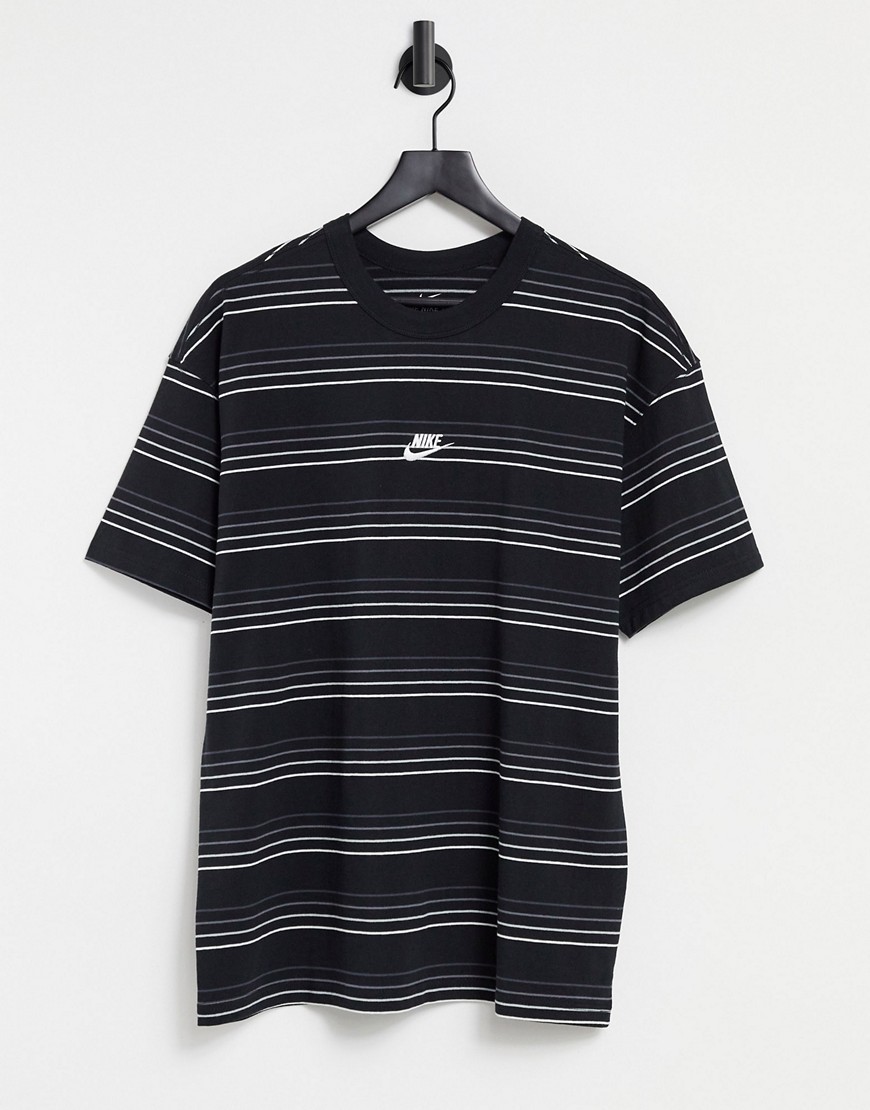 Nike oversized fit stripe t-shirt in black